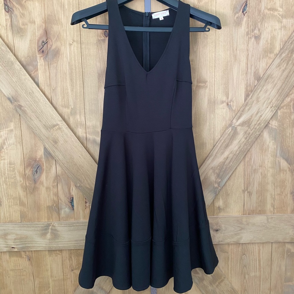 Black fit and flare deep-v dress